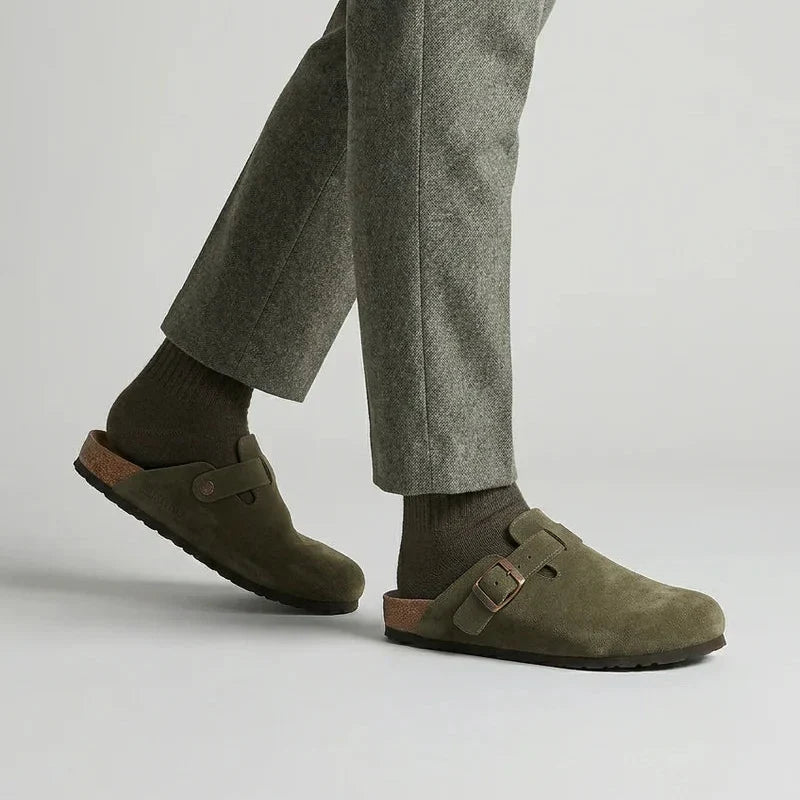 Unisex Suede Clogs with Adjustable Buckle Strap — image 1