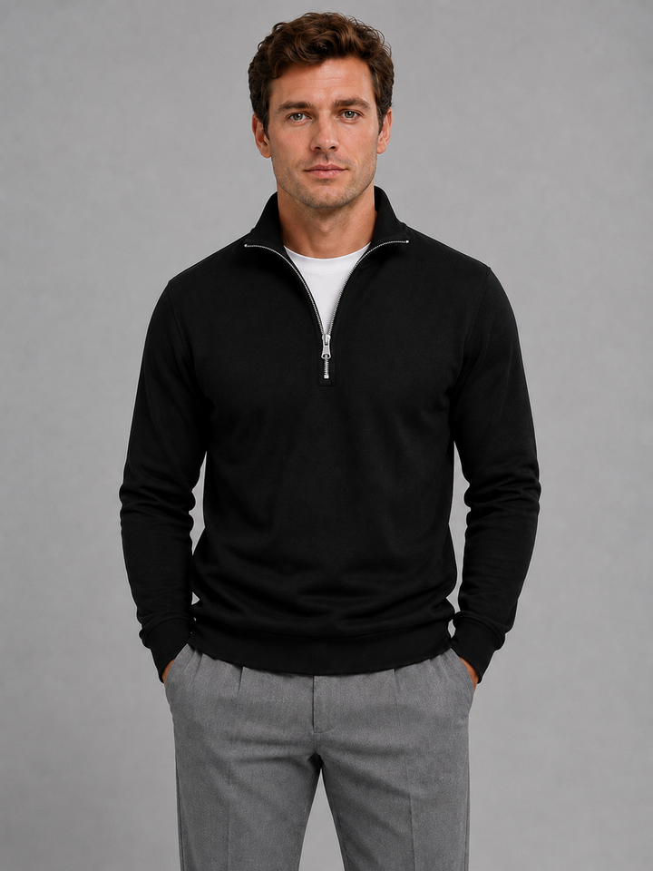 Half Zip Sweatshirt Mens High Neck Long Sleeve Ribbed Cuffs Relaxed Fit Pullover - image 1