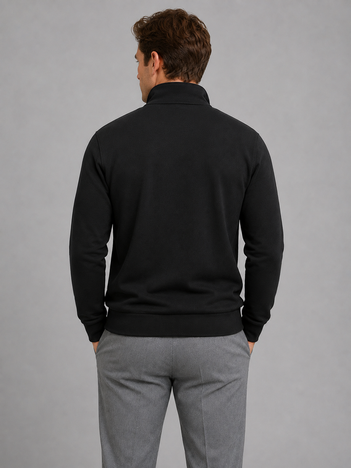 Half Zip Sweatshirt Mens High Neck Long Sleeve Ribbed Cuffs Relaxed Fit Pullover - image 2
