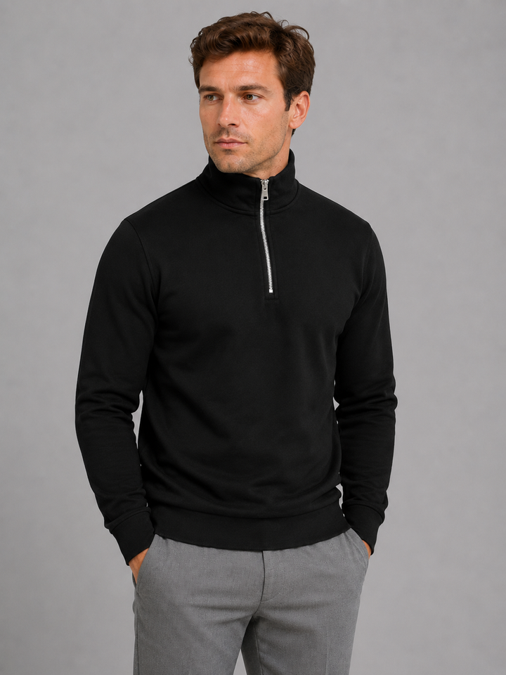 Half Zip Sweatshirt Mens High Neck Long Sleeve Ribbed Cuffs Relaxed Fit Pullover - image 3