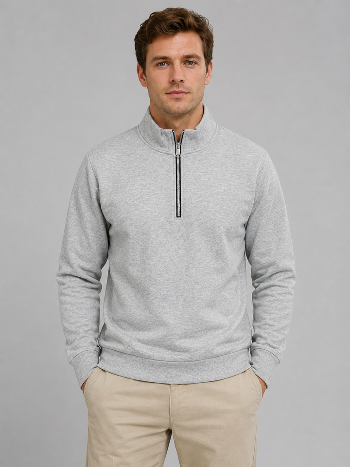 Half Zip Sweatshirt Mens High Neck Long Sleeve Ribbed Cuffs Relaxed Fit Pullover - image 4