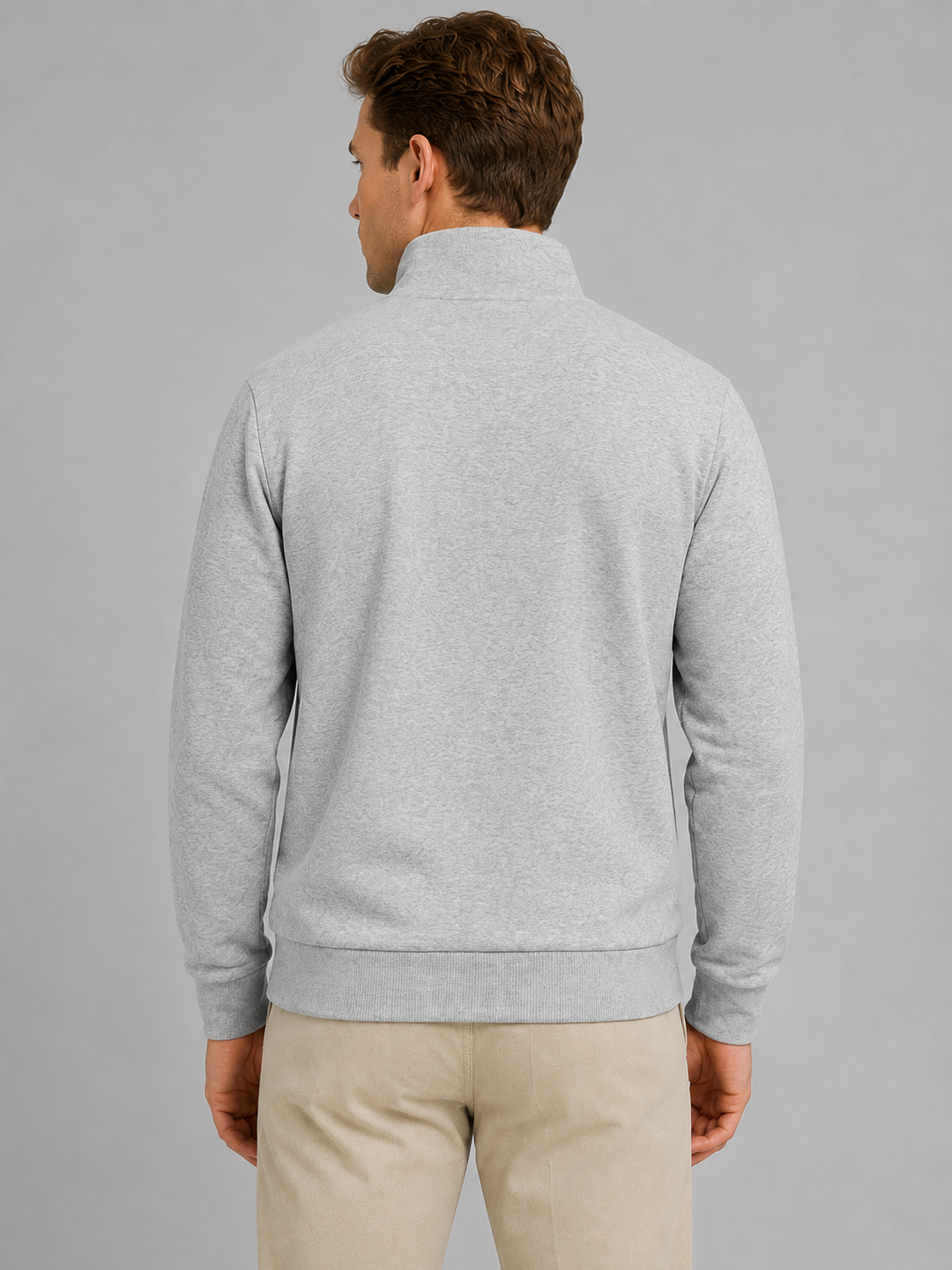 Half Zip Sweatshirt Mens High Neck Long Sleeve Ribbed Cuffs Relaxed Fit Pullover - image 5