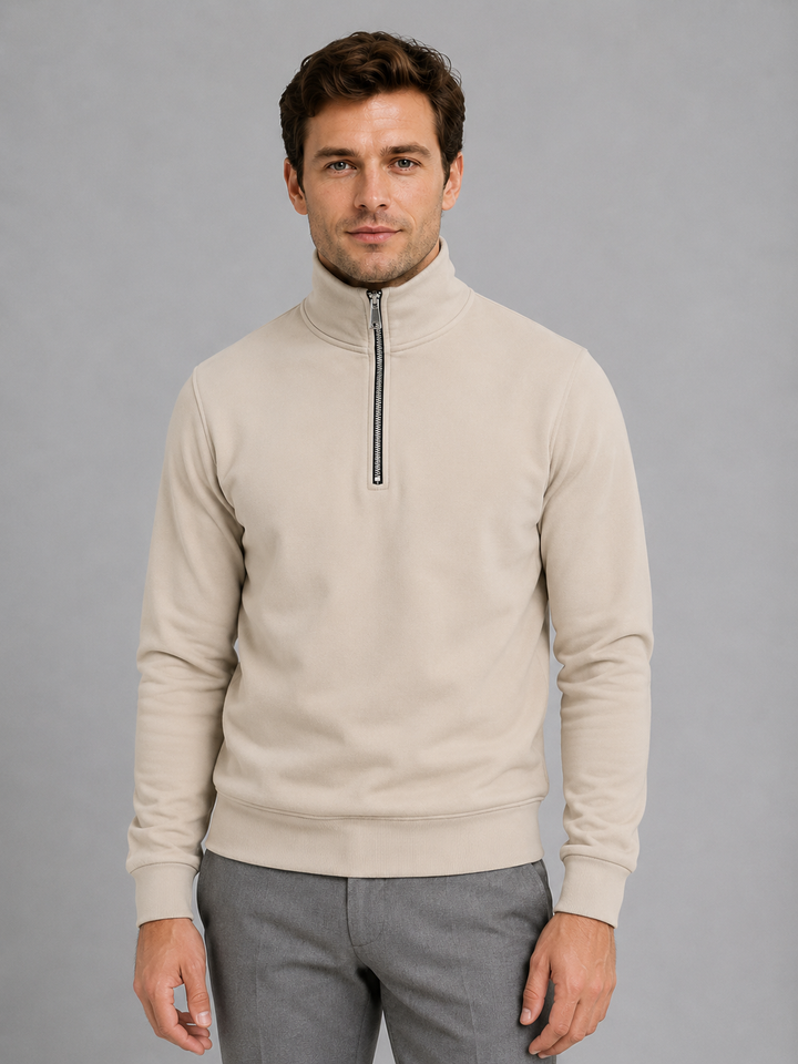 Half Zip Sweatshirt Mens High Neck Long Sleeve Ribbed Cuffs Relaxed Fit Pullover - image 6