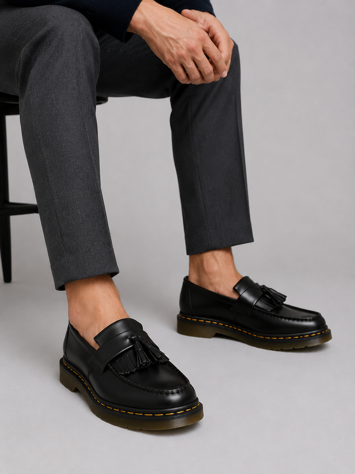 Tassel Loafers Mens Leather-Look Slip On Smart Casual Stitched Welt Chunky Sole - image 2