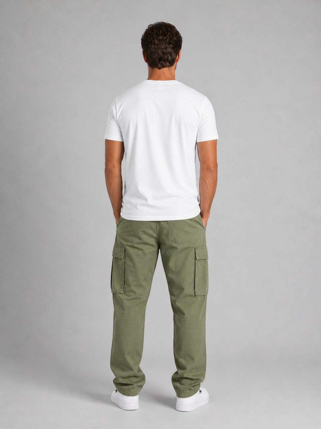 Cargo Trousers Mens Relaxed Fit Straight Leg Multi Pocket Cotton Blend Utility - image 3