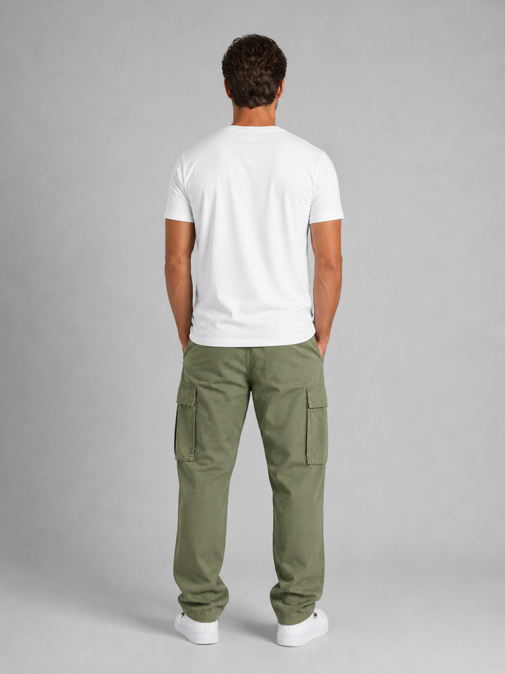 Cargo Trousers Mens Relaxed Fit Straight Leg Multi Pocket Cotton Blend Utility - image 3