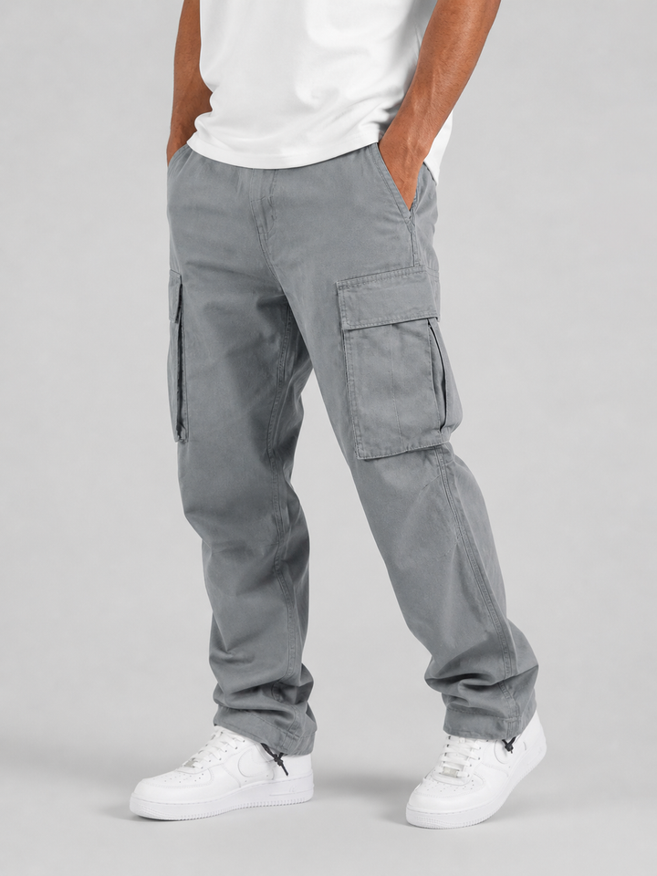Cargo Trousers Mens Relaxed Fit Straight Leg Multi Pocket Cotton Blend Utility - image 5