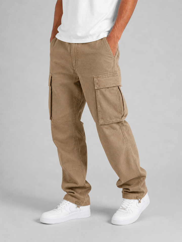 Cargo Trousers Mens Relaxed Fit Straight Leg Multi Pocket Cotton Blend Utility - image 6