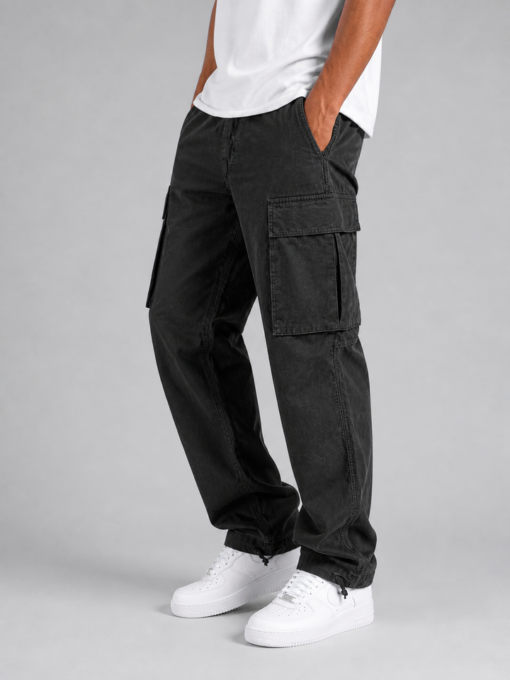 Cargo Trousers Mens Relaxed Fit Straight Leg Multi Pocket Cotton Blend Utility - image 7