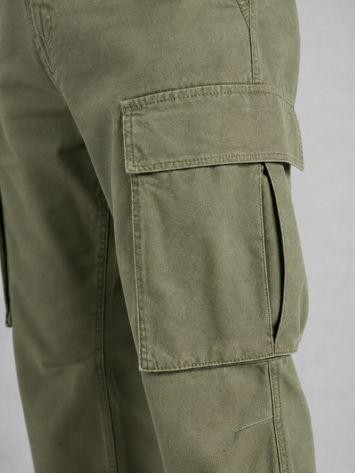 Cargo Trousers Mens Relaxed Fit Straight Leg Multi Pocket Cotton Blend Utility - image 4
