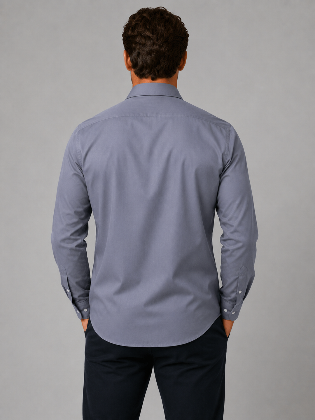 Formal Shirt Mens Slim Fit Stretch Long Sleeve Button Up Business Office - image 2