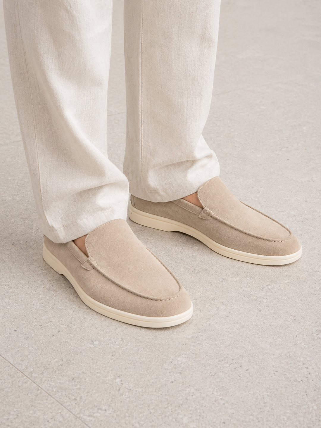 Suede-Look Loafers Mens Slip On Moccasin Stitch Smart Casual Lightweight Rubber Sole - image 2