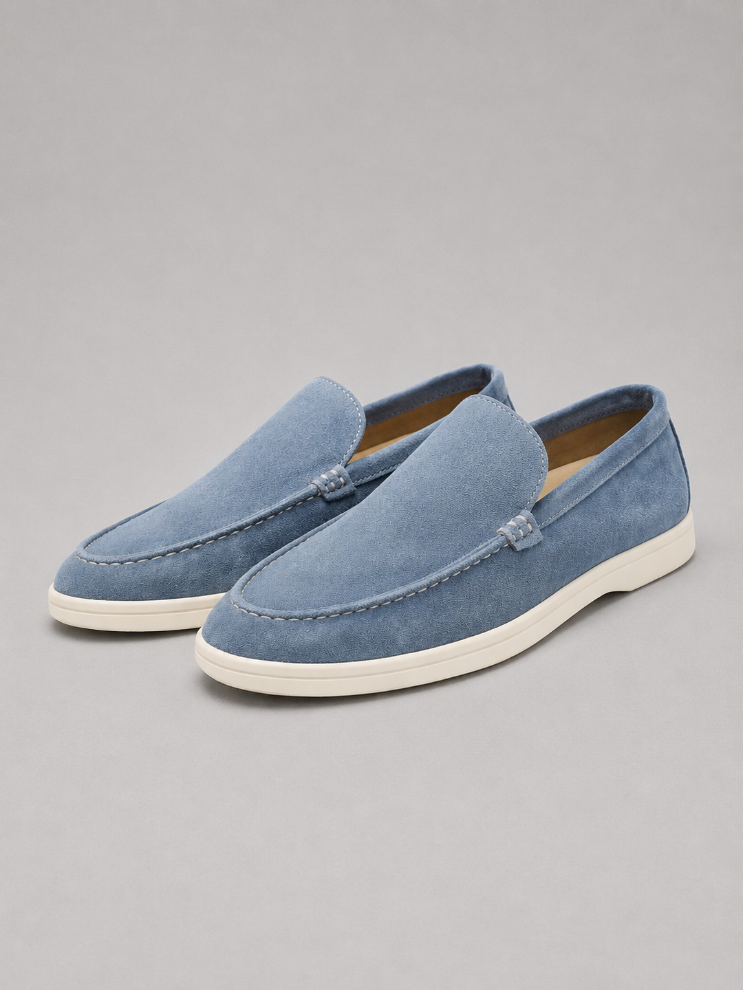 Suede-Look Loafers Mens Slip On Moccasin Stitch Smart Casual Lightweight Rubber Sole - image 8