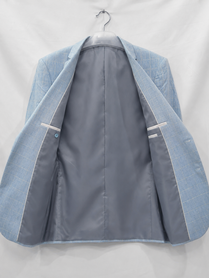Blazer Mens Windowpane Check Single Button Notch Lapel Tailored Fit Lined - image 9