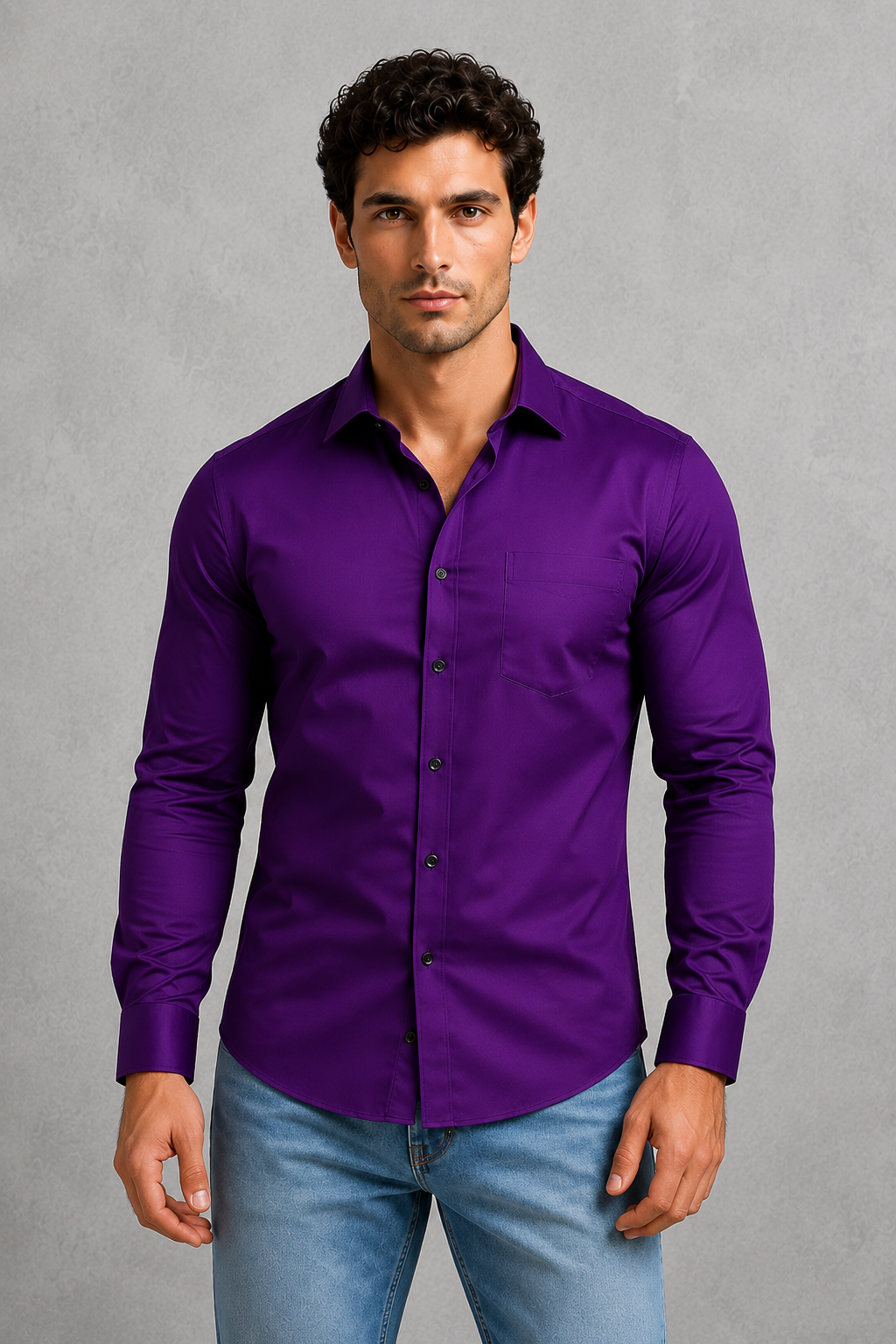 Formal Shirt Mens Long Sleeve Slim Fit Point Collar Button Front Easy Care Office - image 11