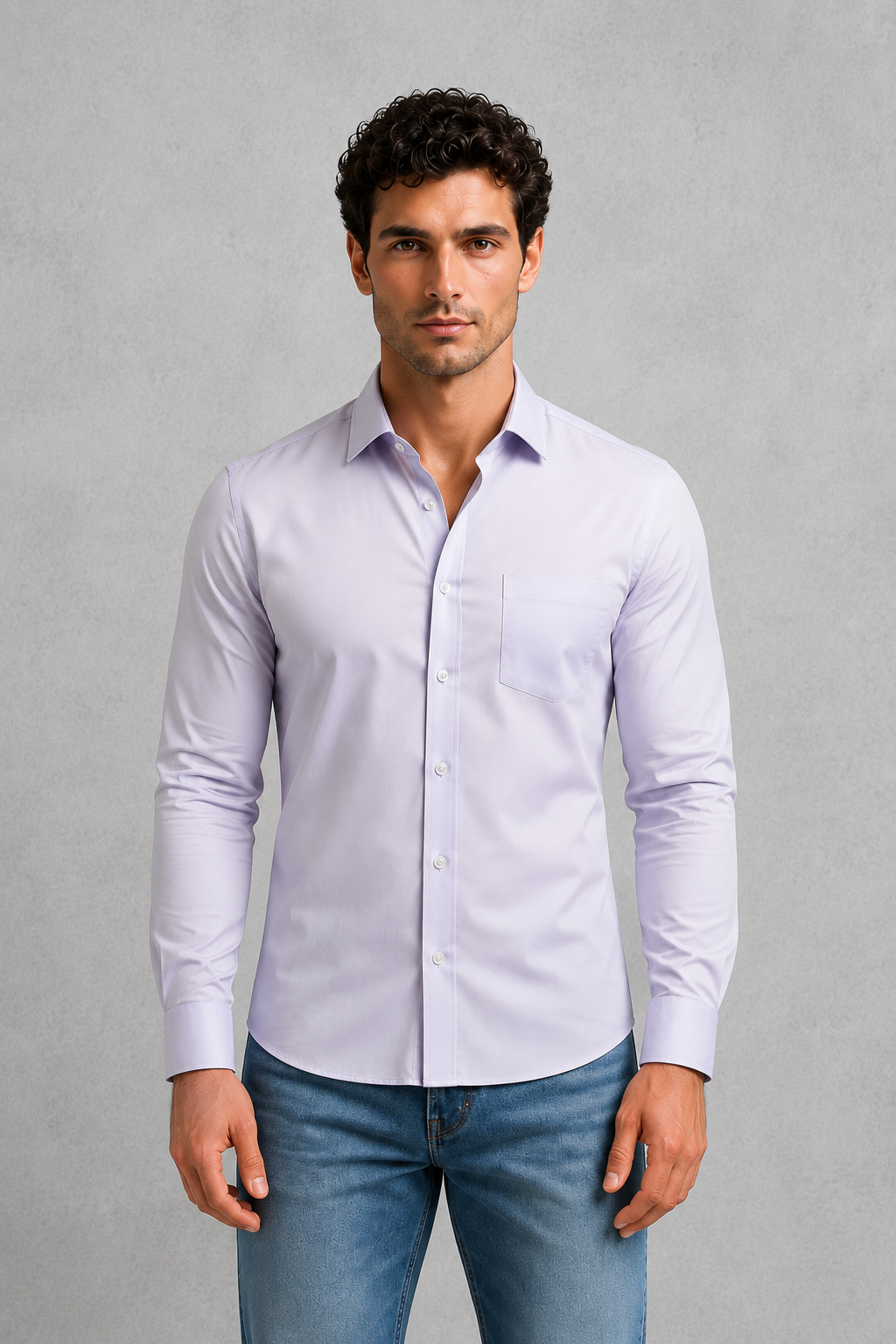 Formal Shirt Mens Long Sleeve Slim Fit Point Collar Button Front Easy Care Office - image 15