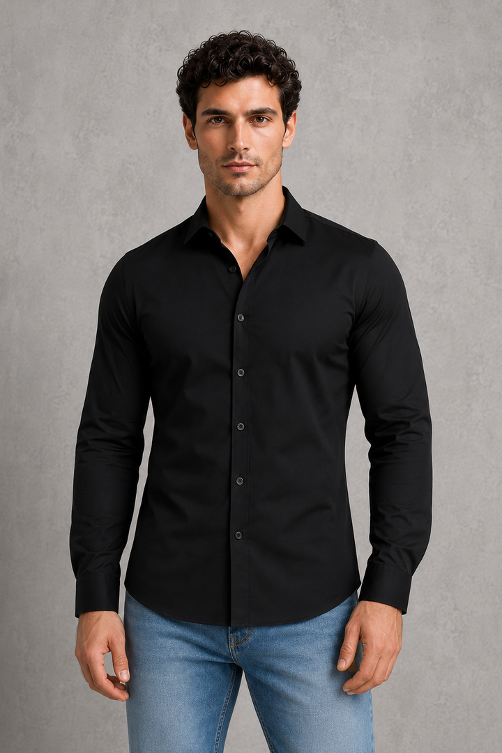 Formal Shirt Mens Long Sleeve Slim Fit Point Collar Button Front Easy Care Office - image 3