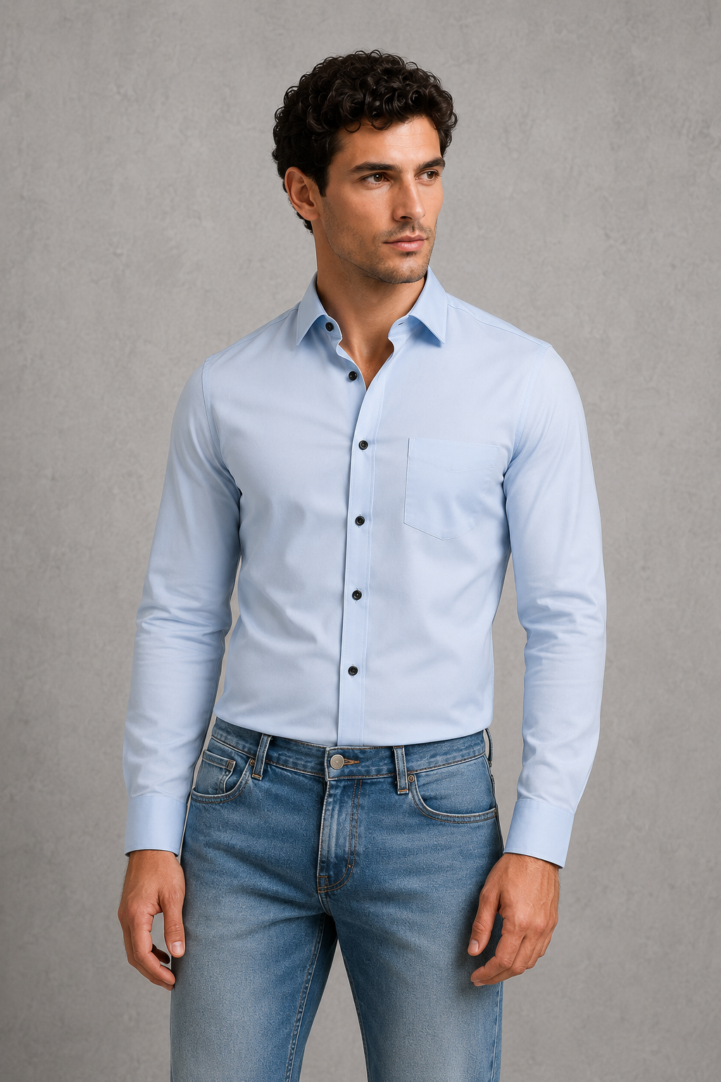 Formal Shirt Mens Long Sleeve Slim Fit Point Collar Button Front Easy Care Office - image 9