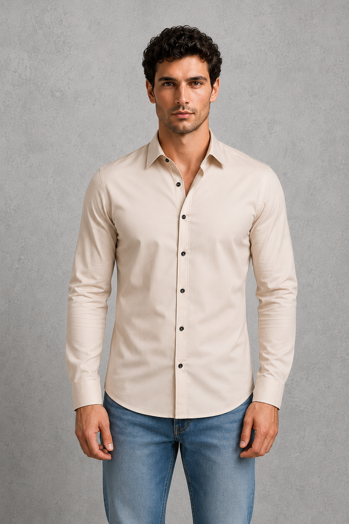 Formal Shirt Mens Long Sleeve Slim Fit Point Collar Button Front Easy Care Office - image 23