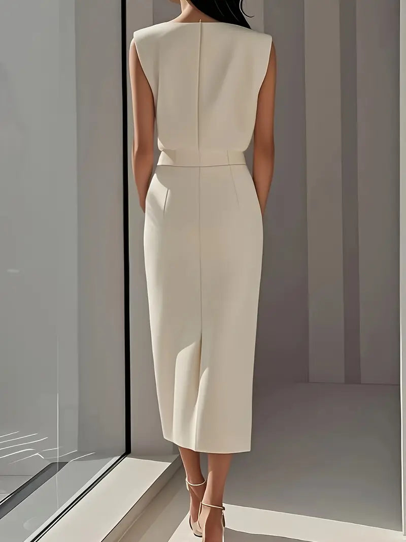 Button Midi Skirt Womens High Waist Side Split - image 6