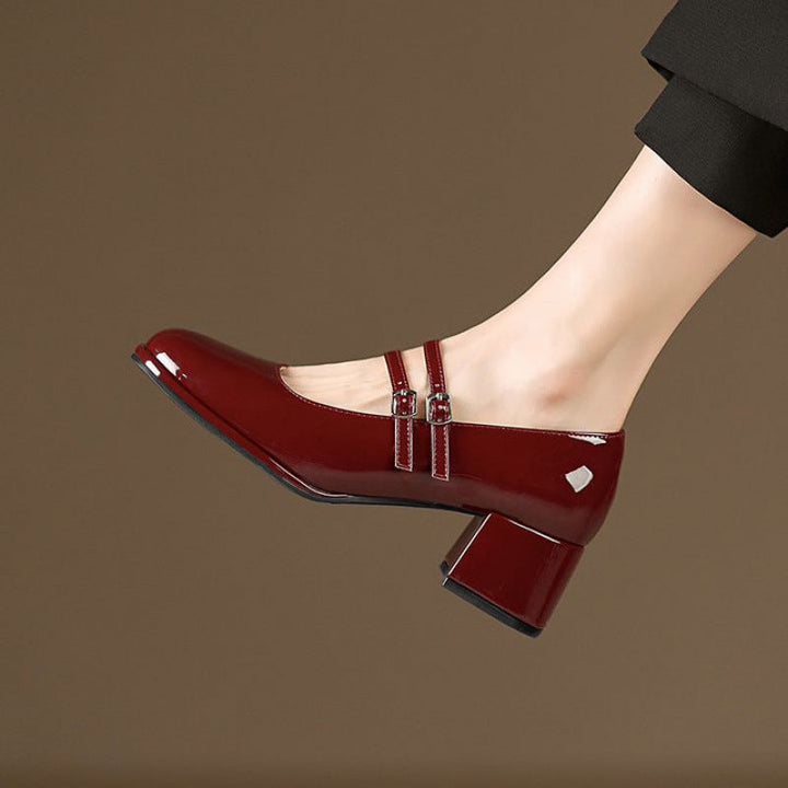 Mary Jane Heels Womens Block Heel Double Buckle Strap Patent Square Toe - image 3