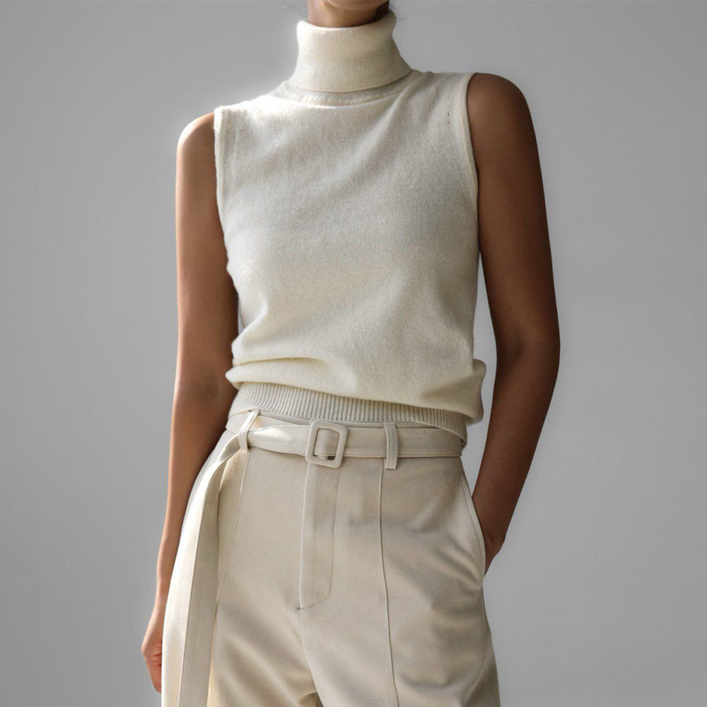 Knit Top Womens Sleeveless Mock Neck Slim Fit