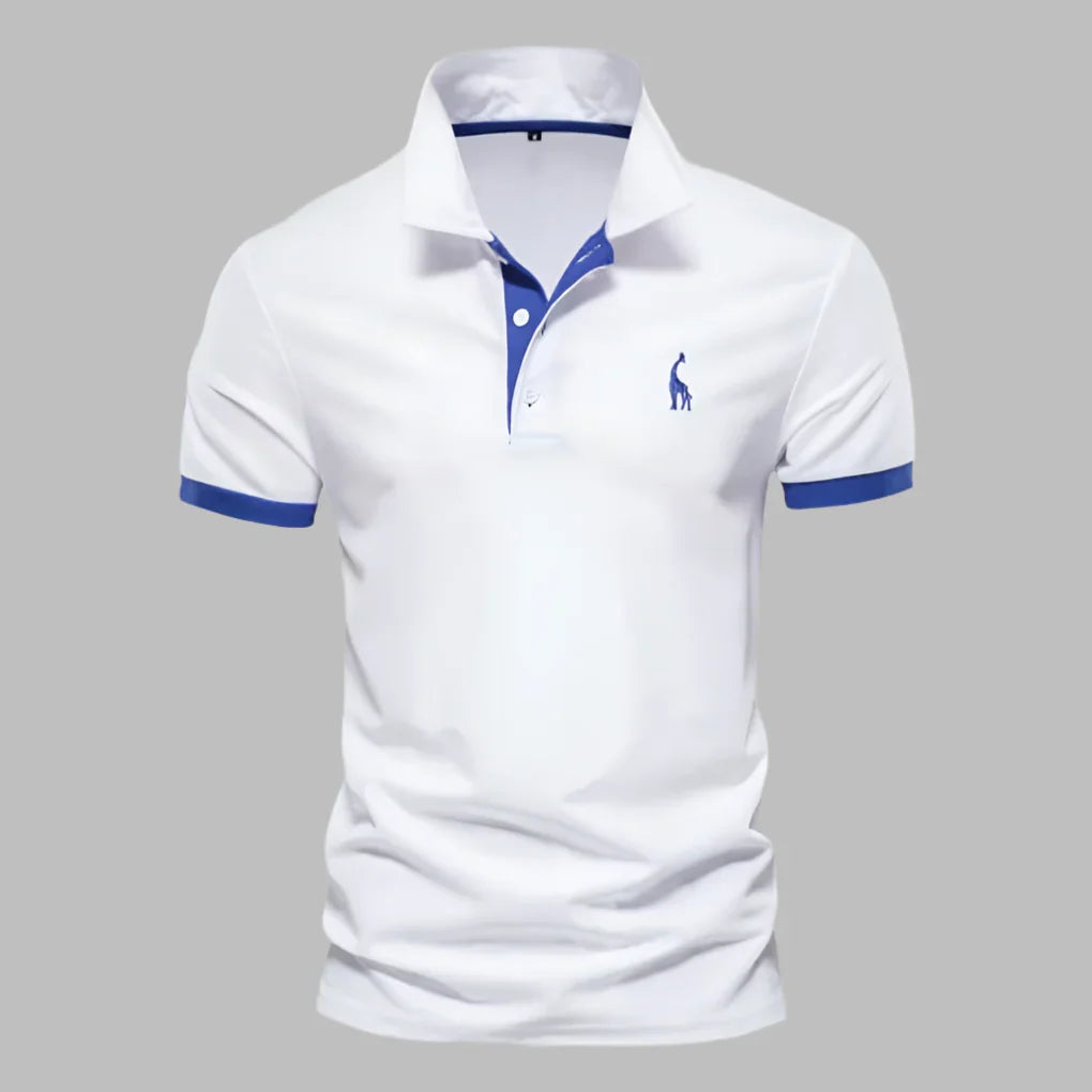 Polo Shirt Mens Short Sleeve Contrast Tipping Two Button Placket Tailored Fit Layering - image 1