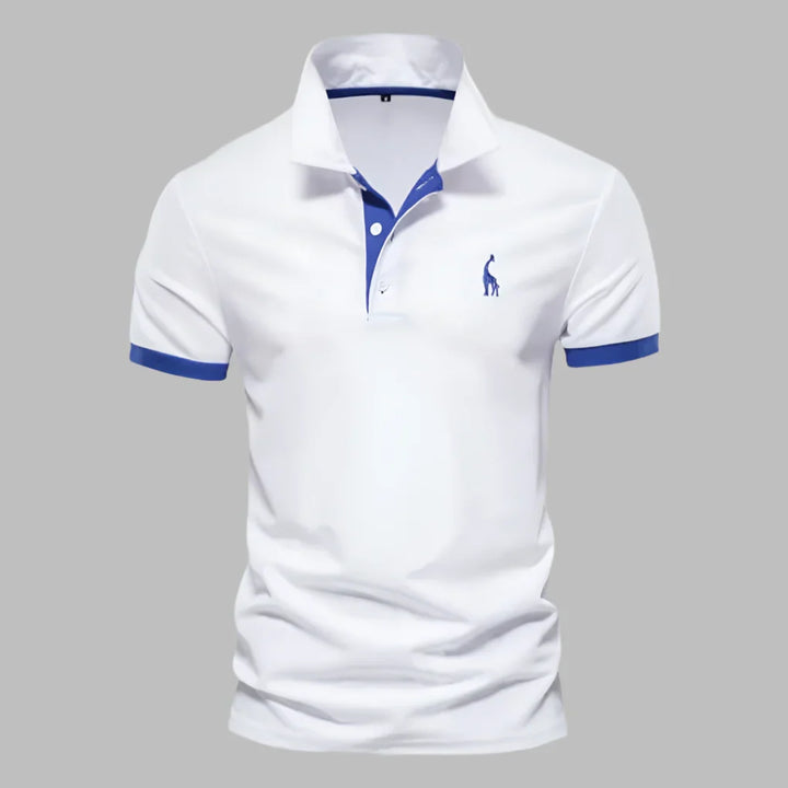 Polo Shirt Mens Short Sleeve Contrast Tipping Two Button Placket Tailored Fit Layering - image 1