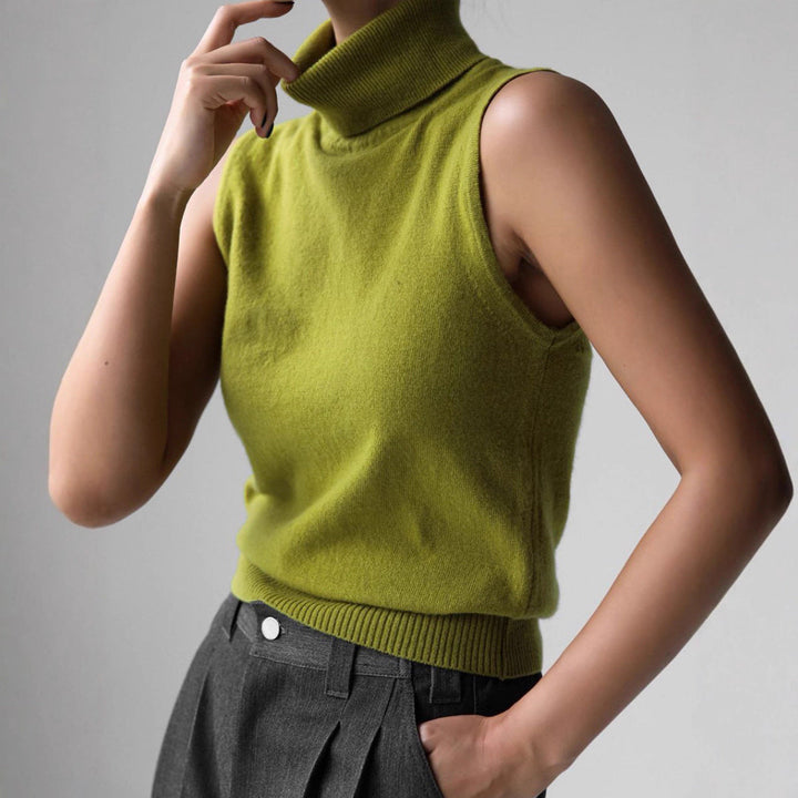 Knit Top Womens Sleeveless Mock Neck Slim Fit