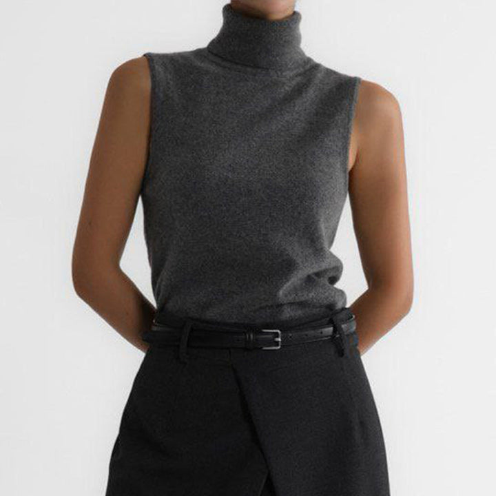 Knit Top Womens Sleeveless Mock Neck Slim Fit