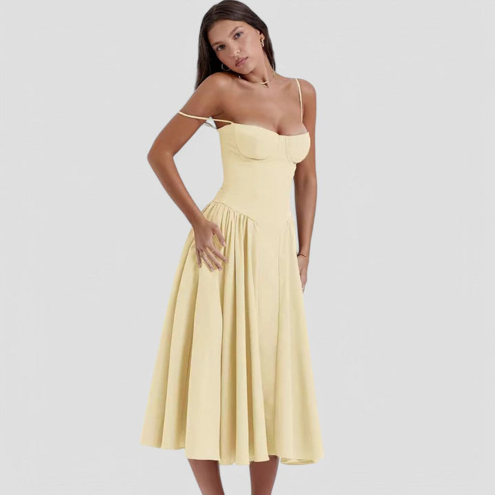 Corset Midi Dress Womens Fit and Flare Adjustable Straps Occasion - image 5