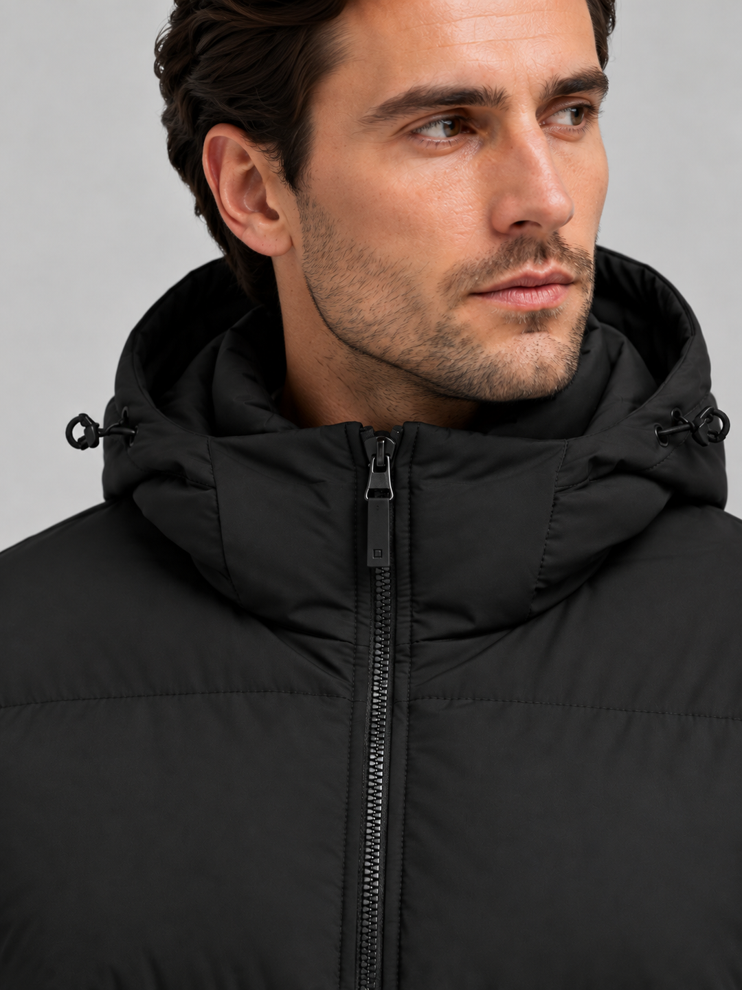 Puffer Jacket Mens Hooded Quilted Padded Full Zip Ribbed Cuffs Regular Fit - image 4