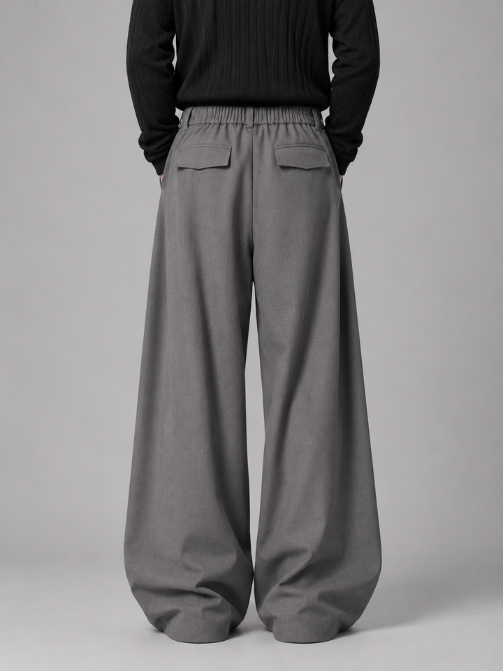 Wide Leg Trousers Mens Pleated Front Elasticated Back Waist Relaxed Baggy Fit - image 5