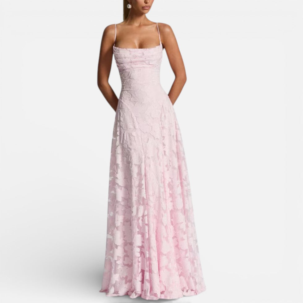 Maxi Dress Womens Floral Spaghetti Strap Fitted Bodice Occasion - image 6