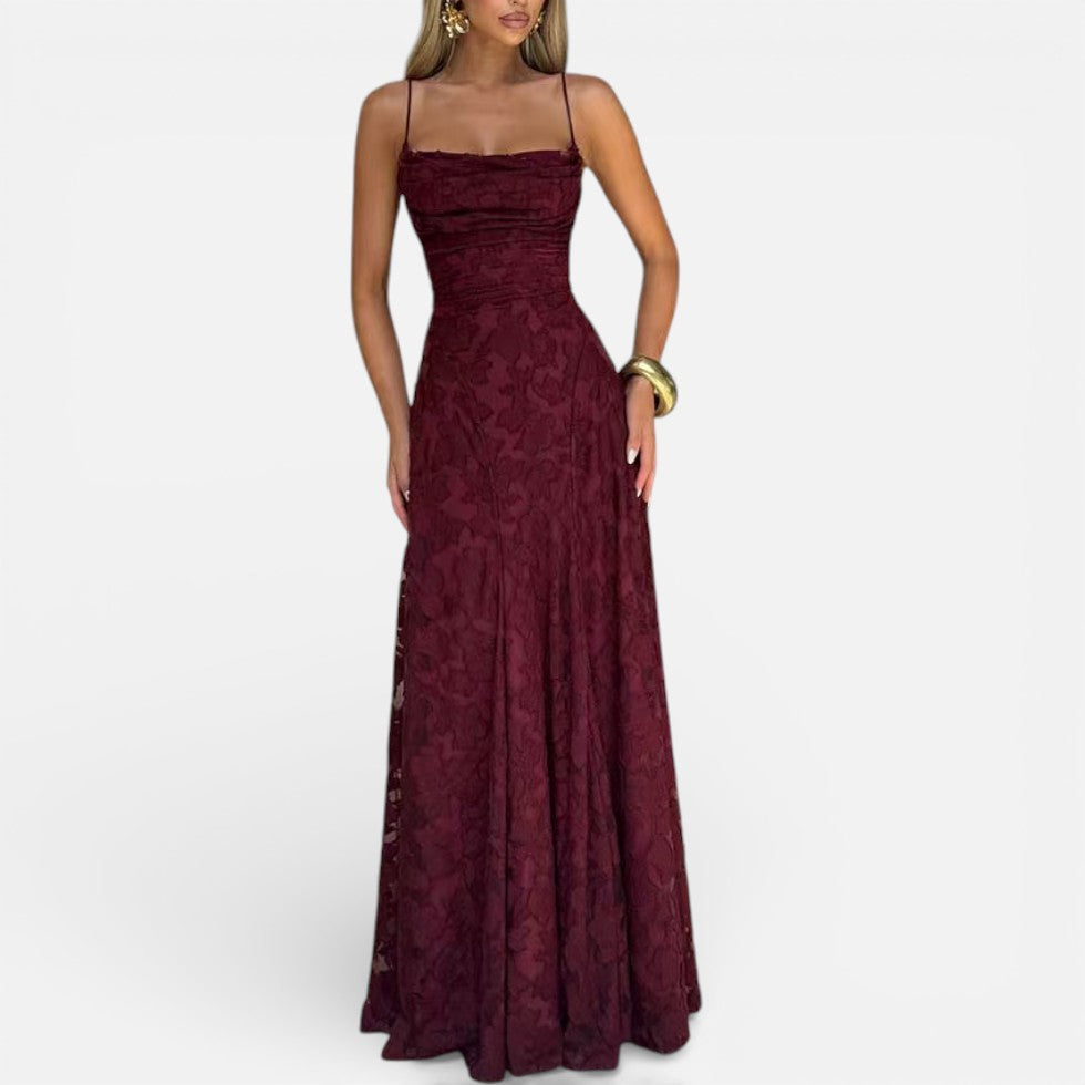 Maxi Dress Womens Floral Spaghetti Strap Fitted Bodice Occasion - image 1