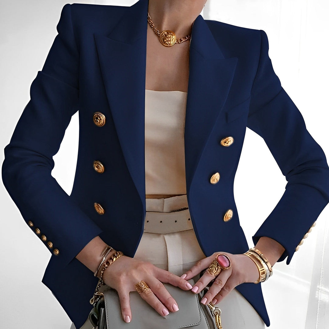 Double Breasted Blazer Womens Gold Buttons Peak Lapel Slim Fit Tailored Workwear - image 6