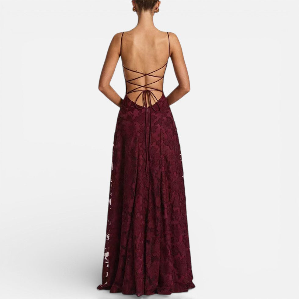Maxi Dress Womens Floral Spaghetti Strap Fitted Bodice Occasion - image 5