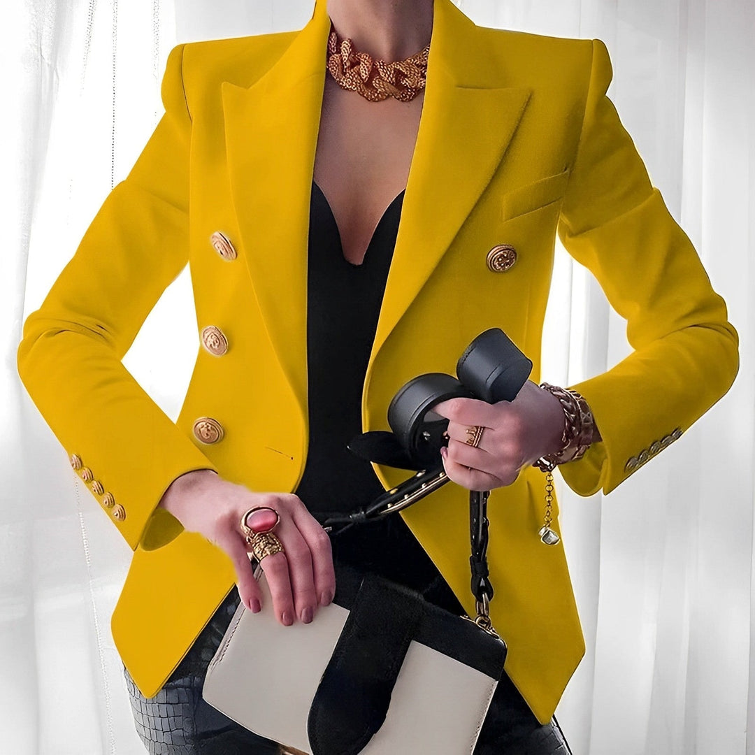 Double Breasted Blazer Womens Gold Buttons Peak Lapel Slim Fit Tailored Workwear - image 5
