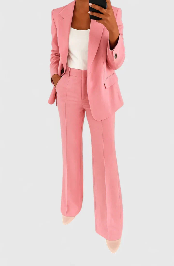 Two Piece Suit Set Womens Tailored Top Trousers Structured Fit