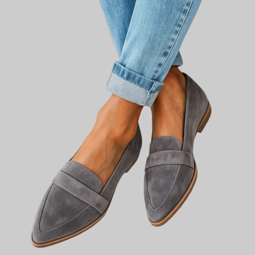 Pointed Toe Loafers Womens Suede Look Penny Strap Slip On Low Stacked Heel - image 3