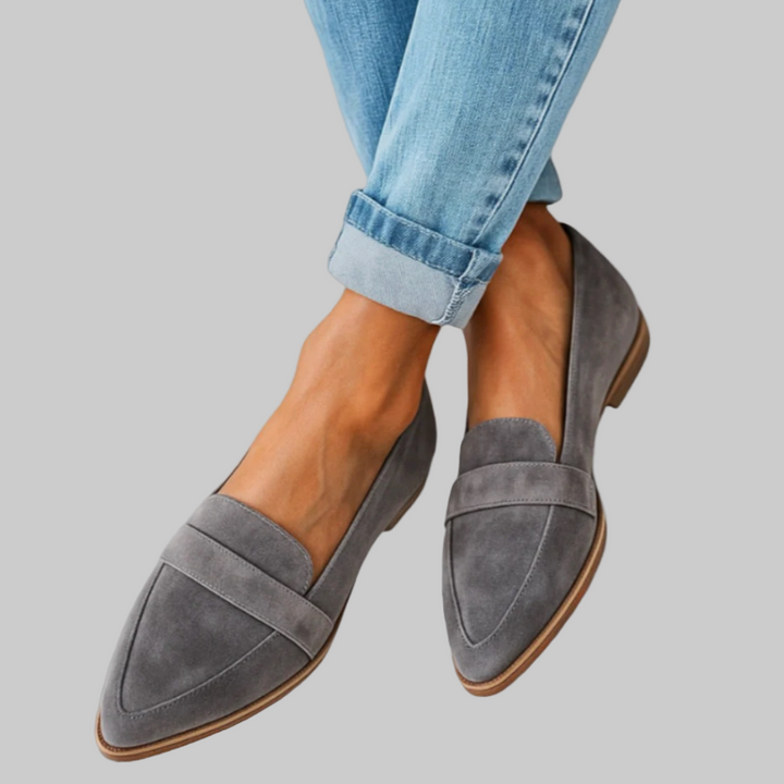 Pointed Toe Loafers Womens Suede Look Penny Strap Slip On Low Stacked Heel - image 3