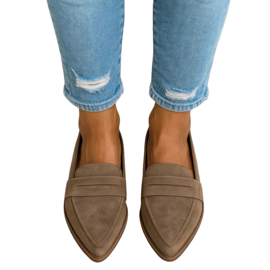 Pointed Toe Loafers Womens Suede Look Penny Strap Slip On Low Stacked Heel - image 5
