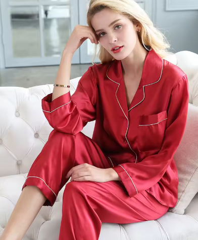 Sleepwear Set Womens Silk Two Piece Lounge