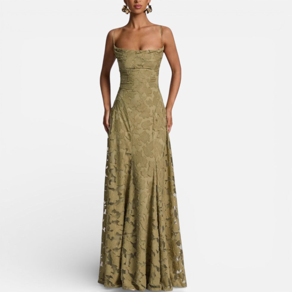 Maxi Dress Womens Floral Spaghetti Strap Fitted Bodice Occasion - image 12