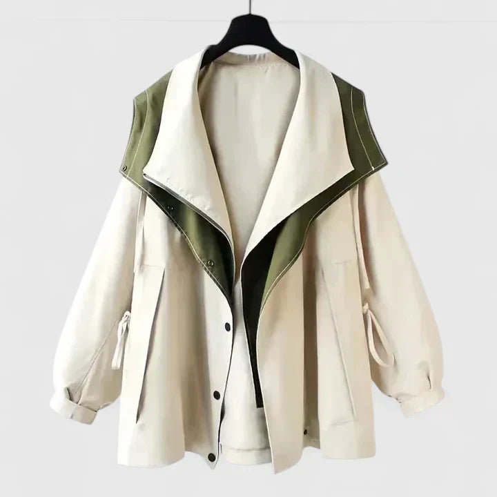 Water Resistant Jacket Womens Oversized Contrast Layered Collar - image 6