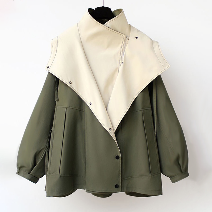 Water Resistant Jacket Womens Oversized Contrast Layered Collar - image 4