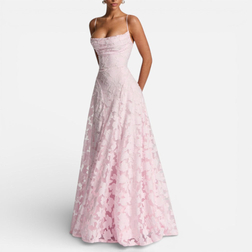 Maxi Dress Womens Floral Spaghetti Strap Fitted Bodice Occasion - image 7