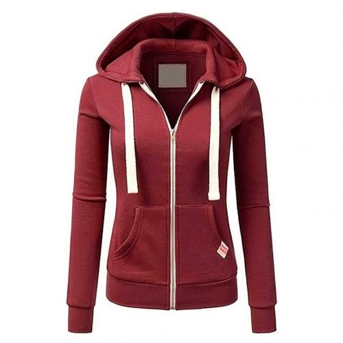 Zip Up Hoodie Womens Drawstring Hood Front Pockets Ribbed Cuffs - image 2