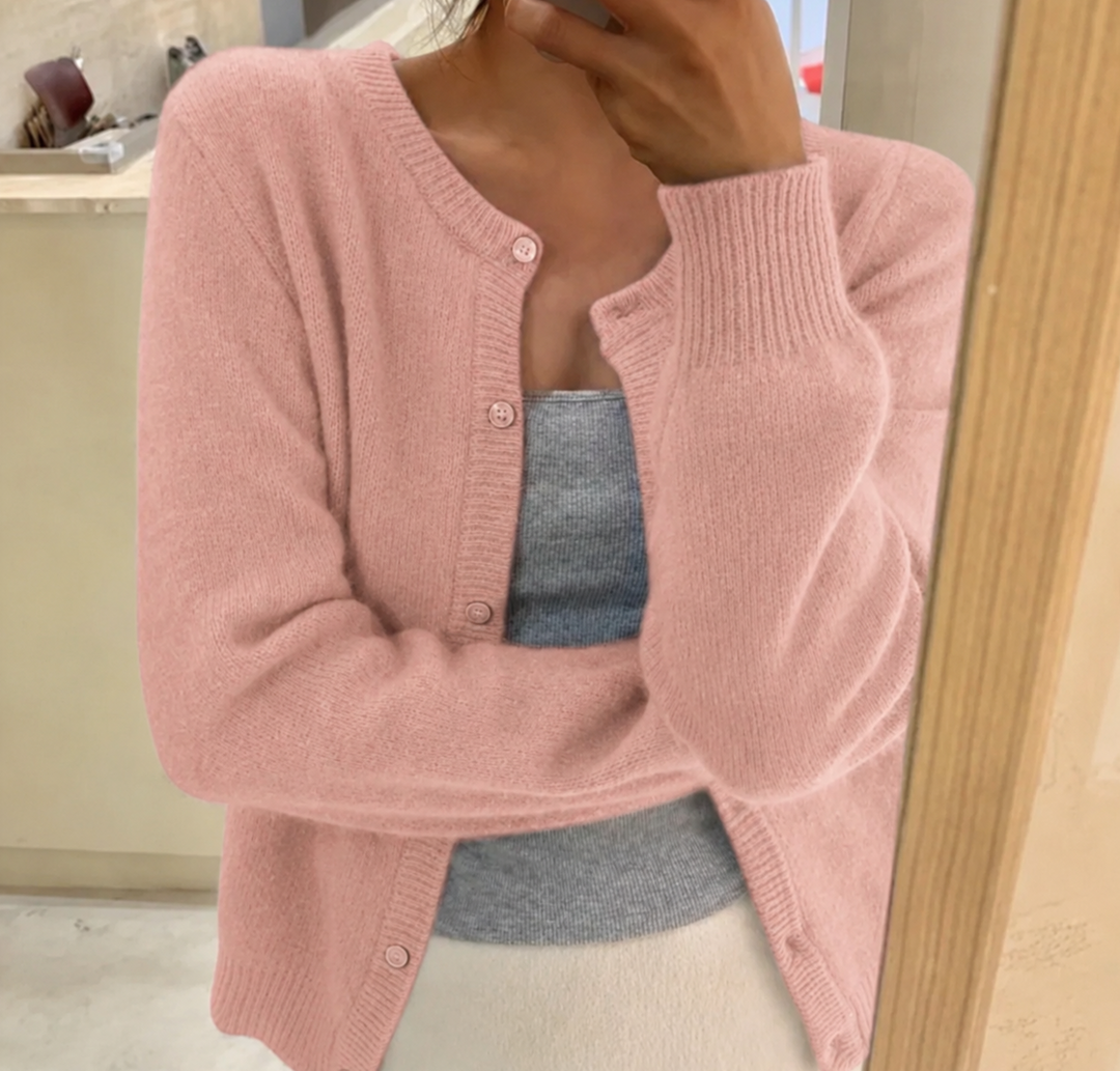 Knitted Cardigan Womens Button Front Round Neck Soft Knit Long Sleeve - image 12