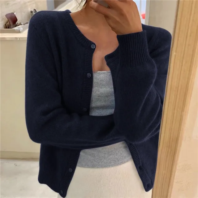 Knitted Cardigan Womens Button Front Round Neck Soft Knit Long Sleeve - image 11